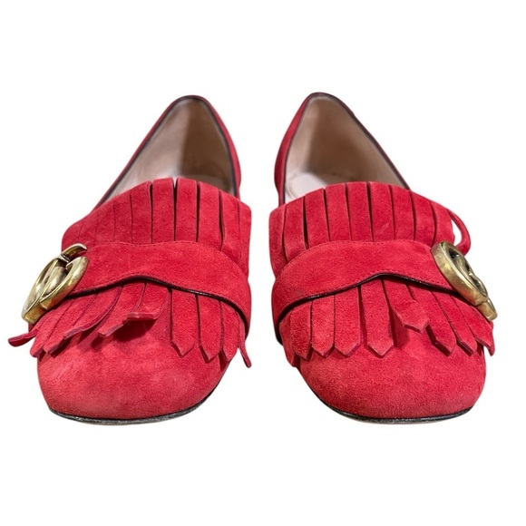Gucci Marmont Red Fridge Ballet Flats Loafers - Picture 4 of 7